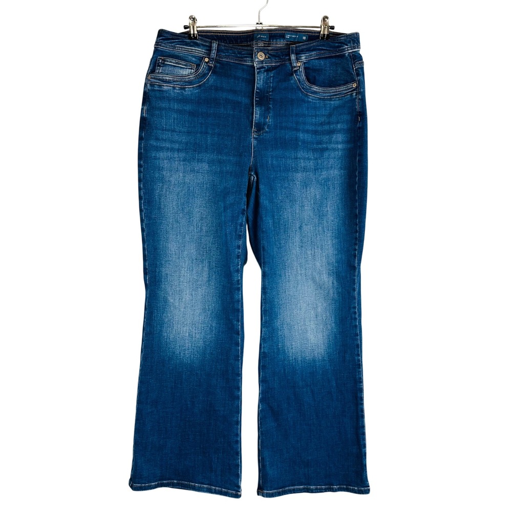 J. Jill Womans Sz 18 Plus Flare Jeans Blue Denim Pockets Stretch High Rise